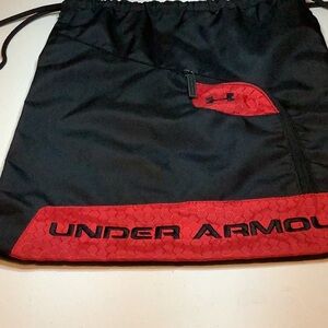 Under Armour bag, red, black drawstring, backpack lightweight